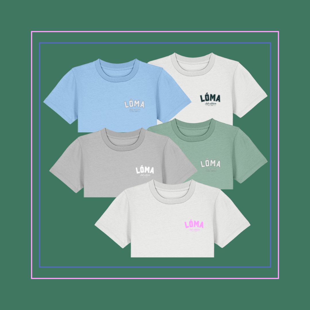 LÓMA Club Tee in White with Harbour Blue front logo for kids