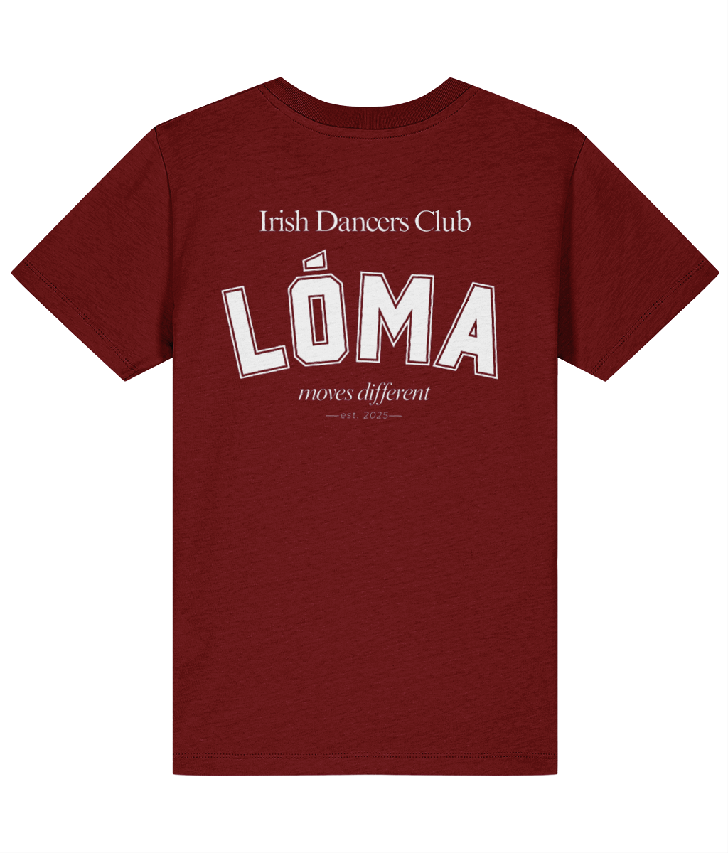 LÓMA Club Tee in Berry with White varsity back print