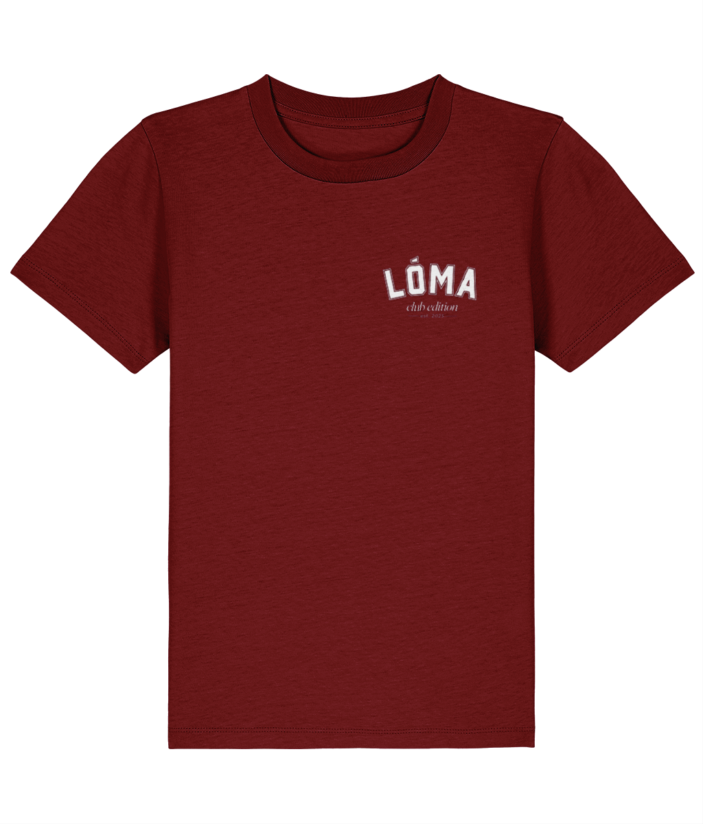 LÓMA Club Tee in Berry with White front logo for kids