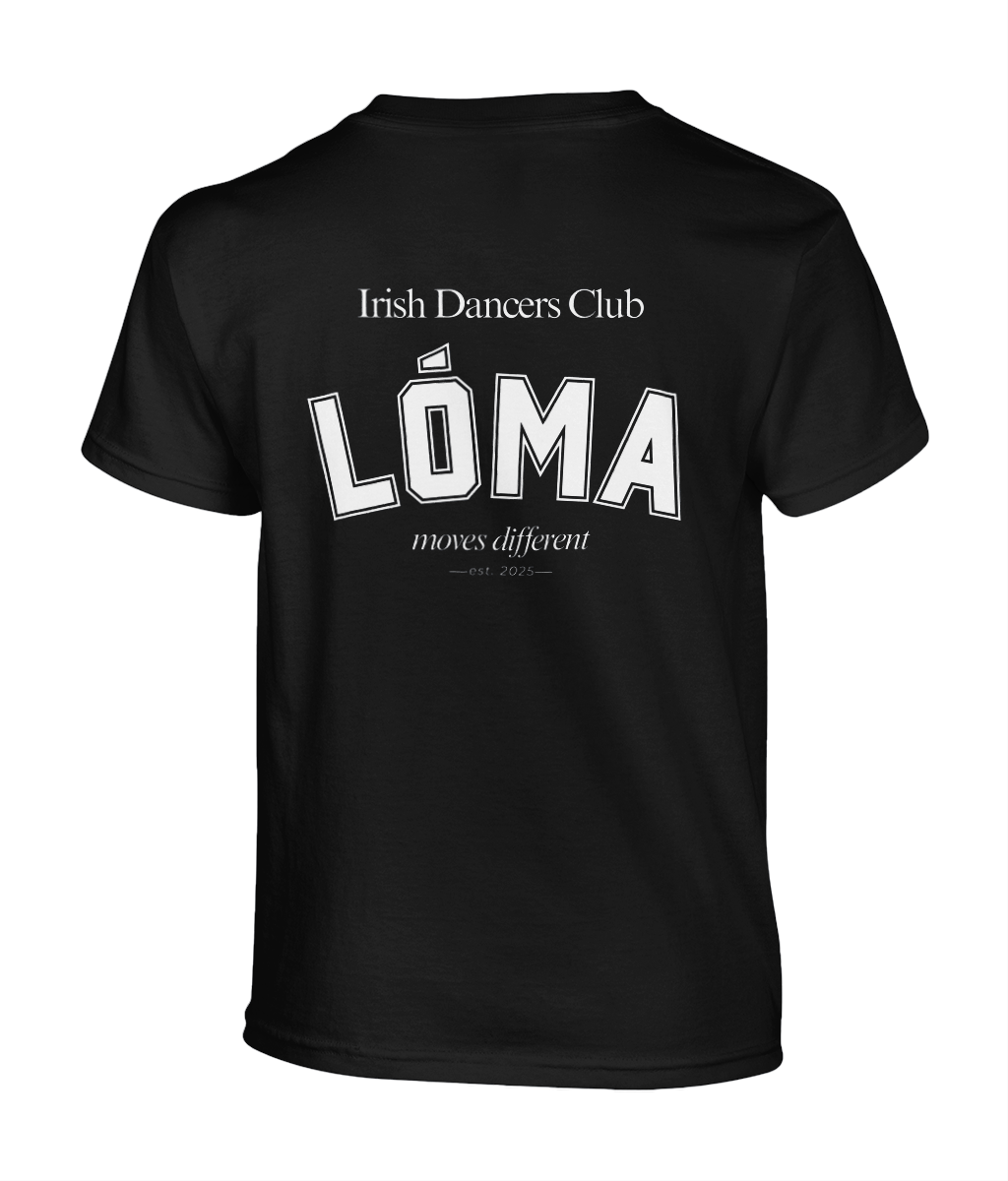 Black LÓMA Club Tee for Irish dancers