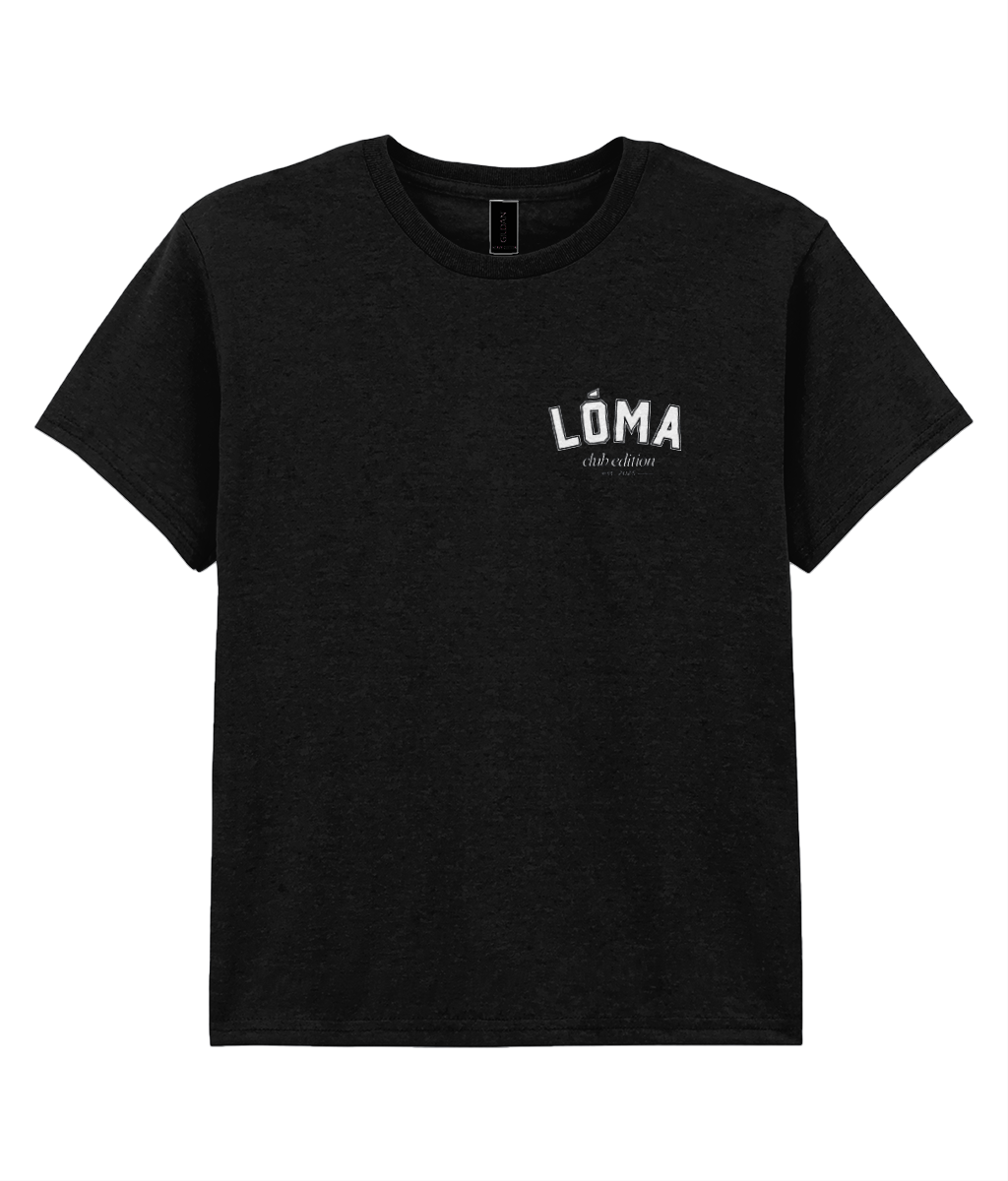 Black LÓMA Club Tee for Irish dancers Front