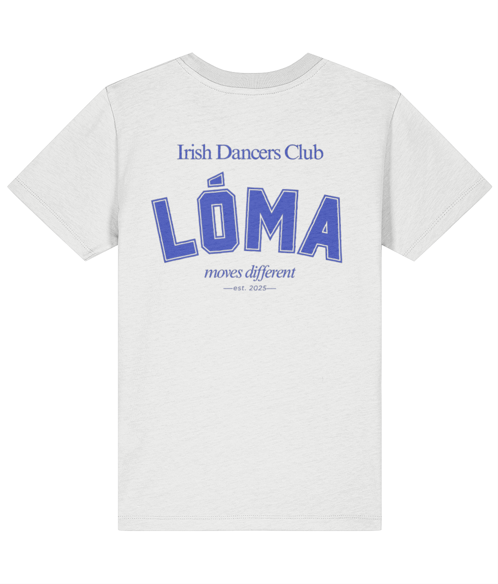 LÓMA Club Tee in Harbour White with Blue varsity back print