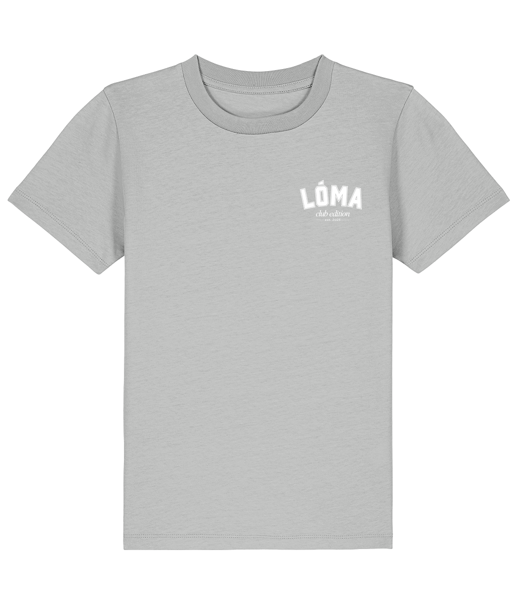 Heather Grey LÓMA Club Tee for kids with varsity Irish Dancers Club back print