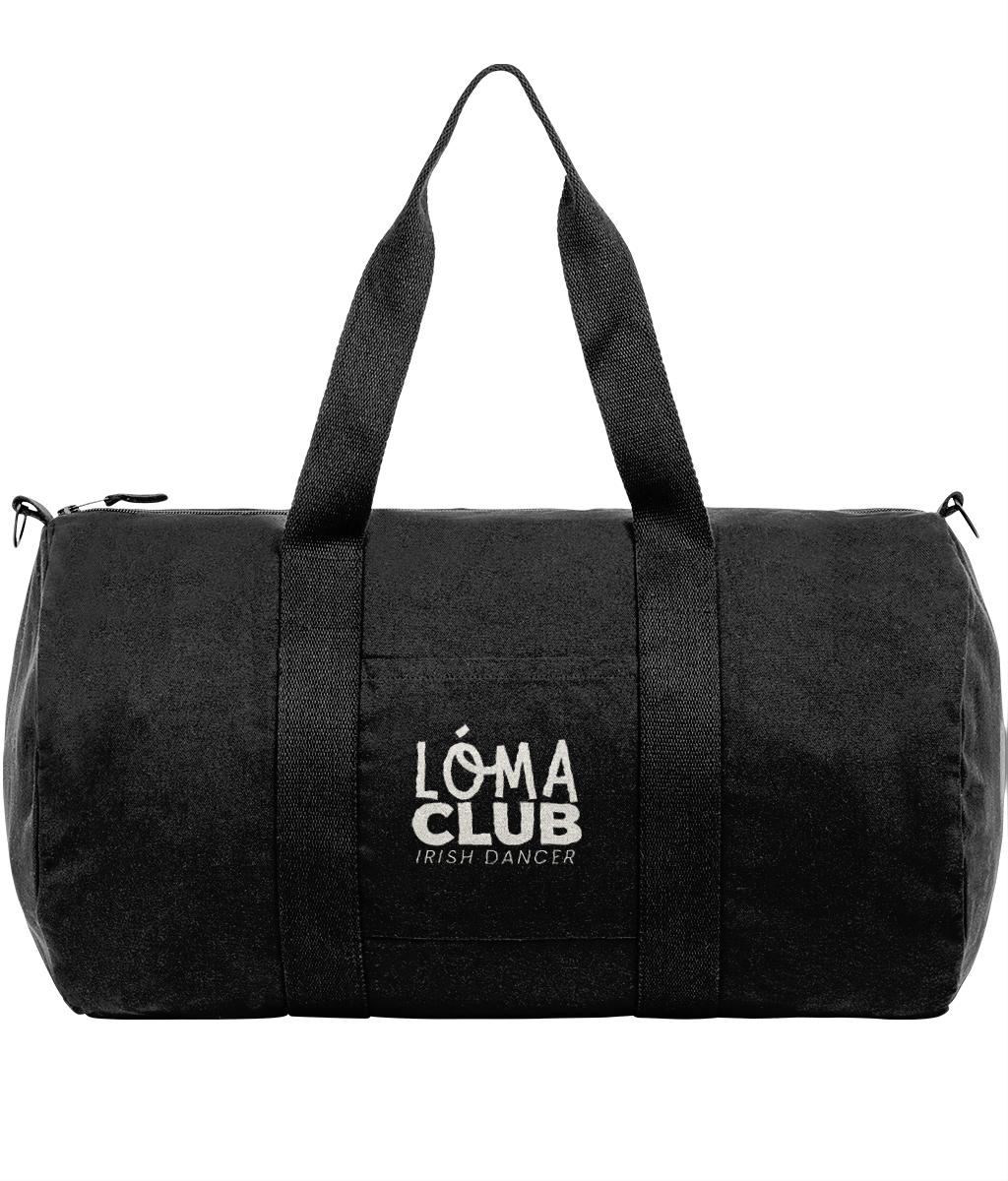 Black LÓMA Core Irish dance duffle bag with Cream LÓMA Club Irish Dancer print