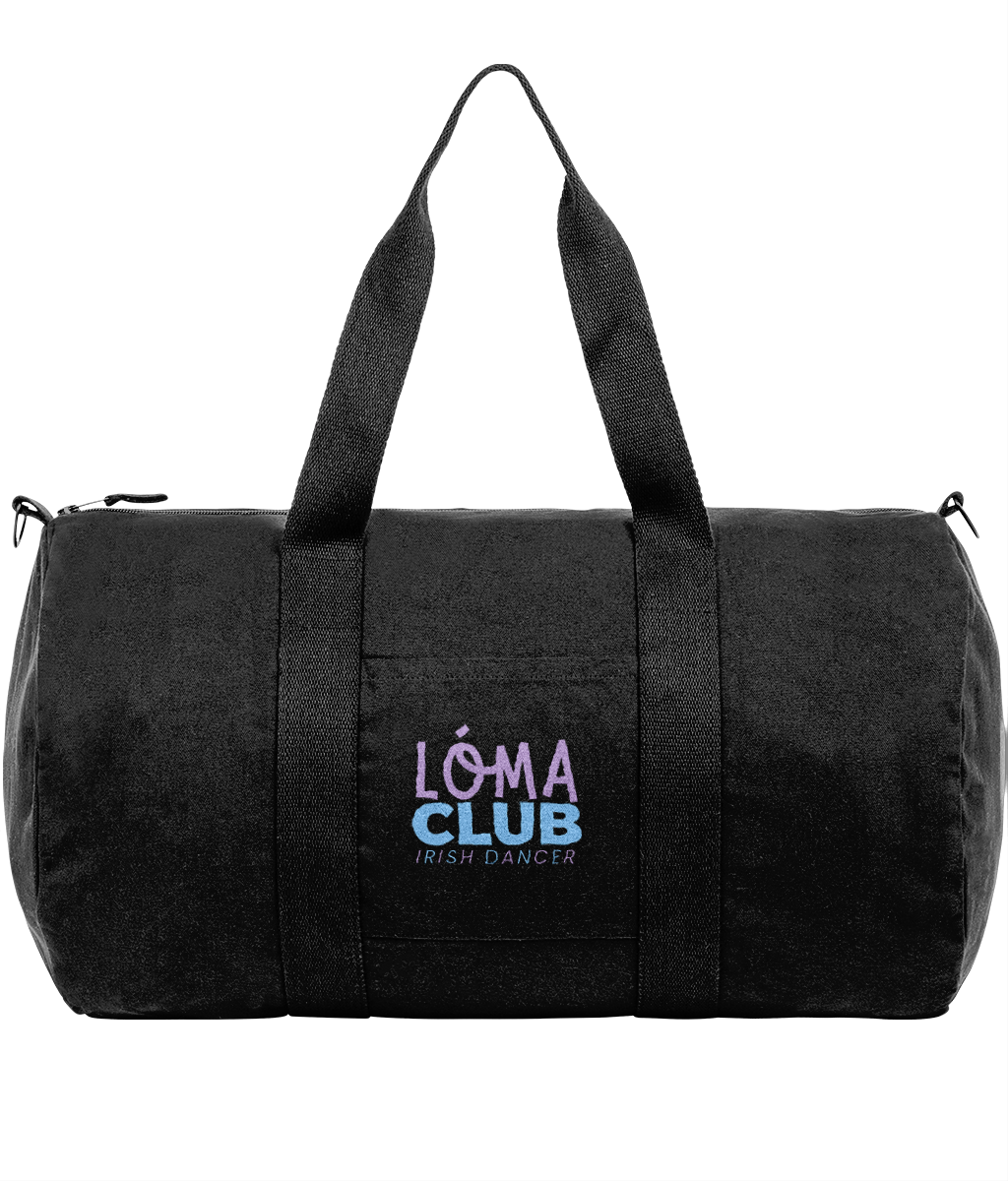 Black LÓMA Core Irish dance duffle bag with Lilac and Blue LÓMA Club Irish Dancer print