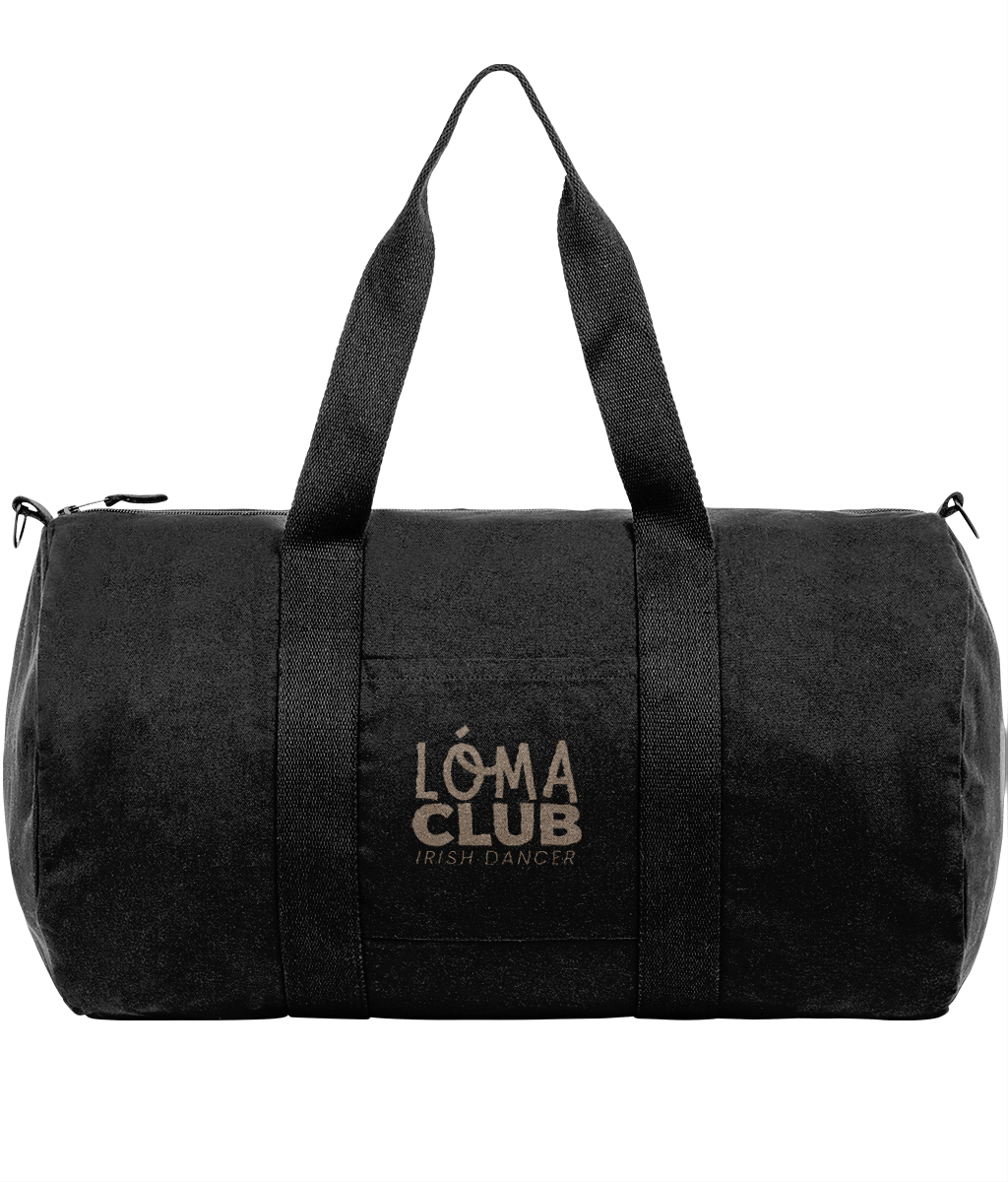 Black LÓMA Core Irish dance duffle bag with Taupe LÓMA Club Irish Dancer print