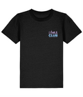 Black LÓMA Core kids' Irish dance T-shirt with Lilac and Blue LÓMA Club Irish Dancer print