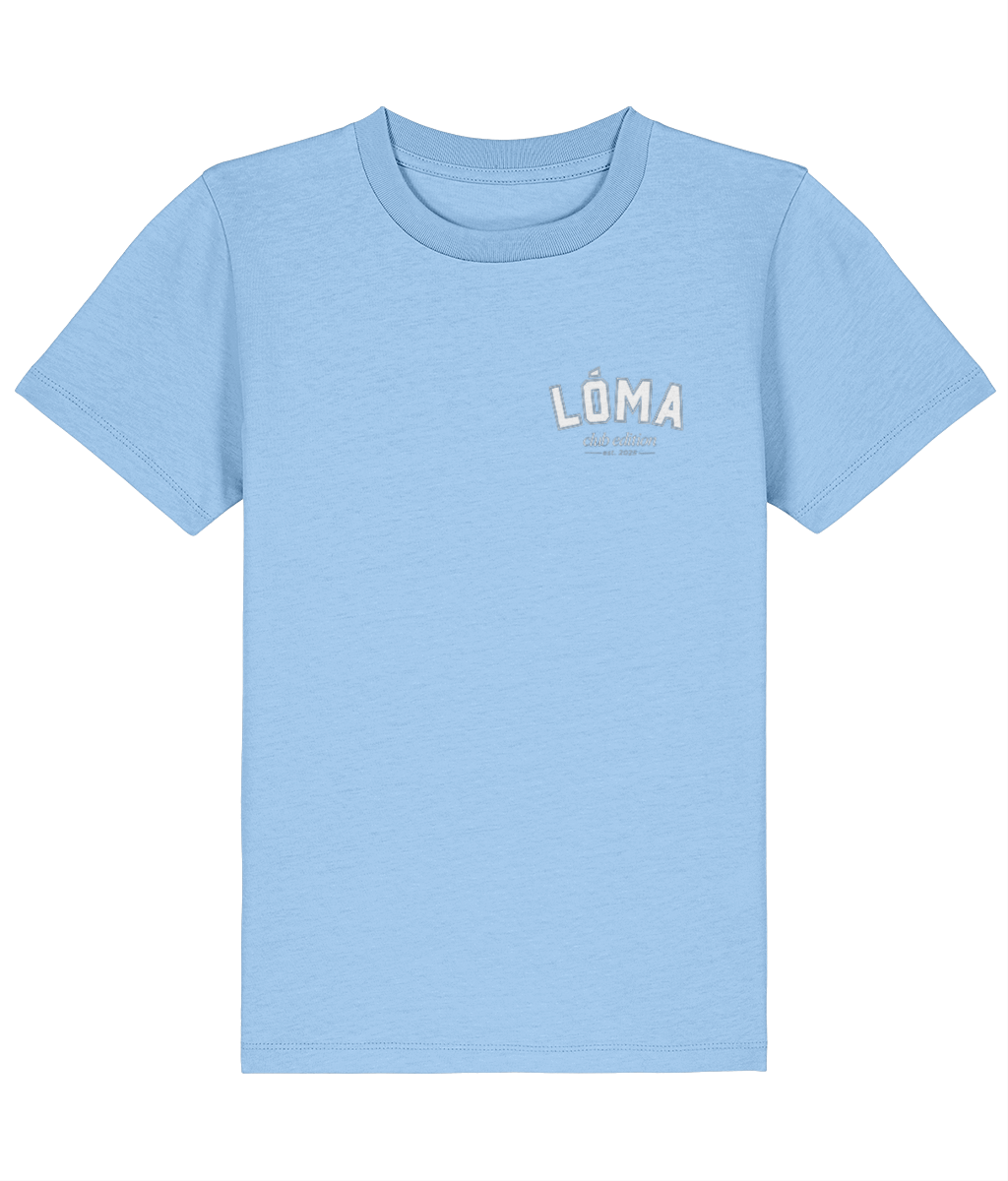 LÓMA Club Tee in Sky with White front logo for kids