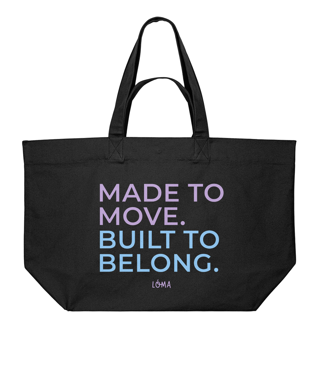 Made to Move Built to Belong print on LÓMA heavyweight canvas Irish dance tote bag