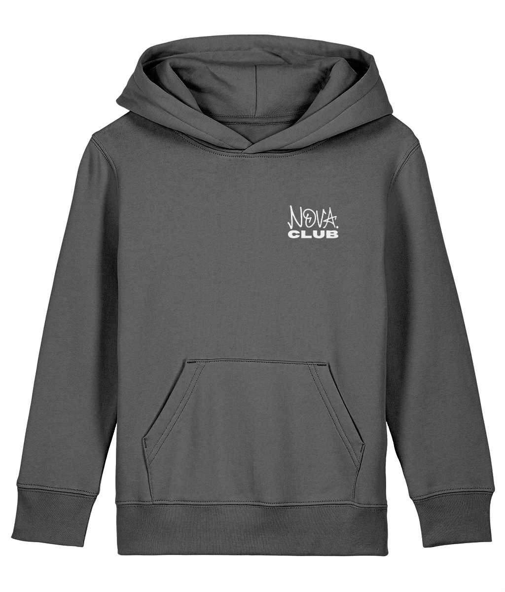 NOVA 001 Club kids' hoodie in Anthracite with white back print