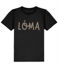 Black LÓMA Core Logo kids' Irish dance T-shirt with Taupe LÓMA print