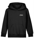 Black LÓMA Core Statement kids' Irish dance hoodie with Cream Made to Move Built to Belong print