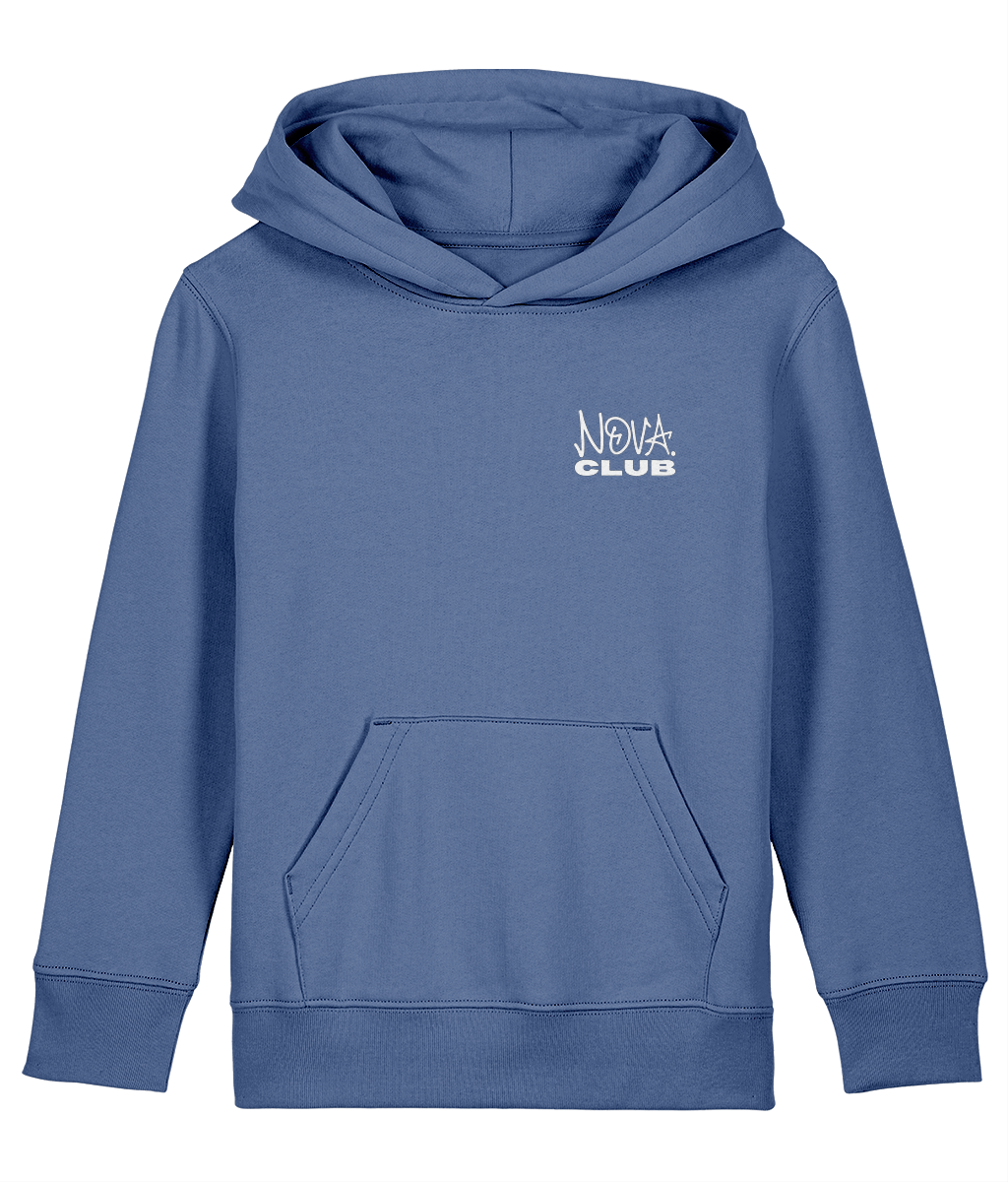 NOVA 001 Club kids' hoodie in Bright Blue with white back print