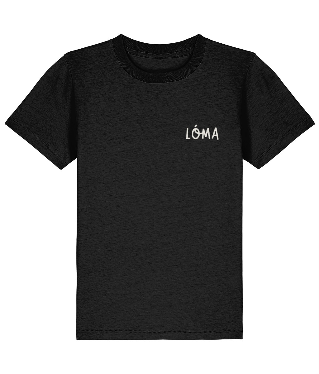 Black LÓMA Core Statement kids' Irish dance T-shirt with Cream Made to Move Built to Belong print