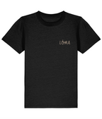 Black LÓMA Core Statement kids' Irish dance T-shirt with Taupe Made to Move Built to Belong print