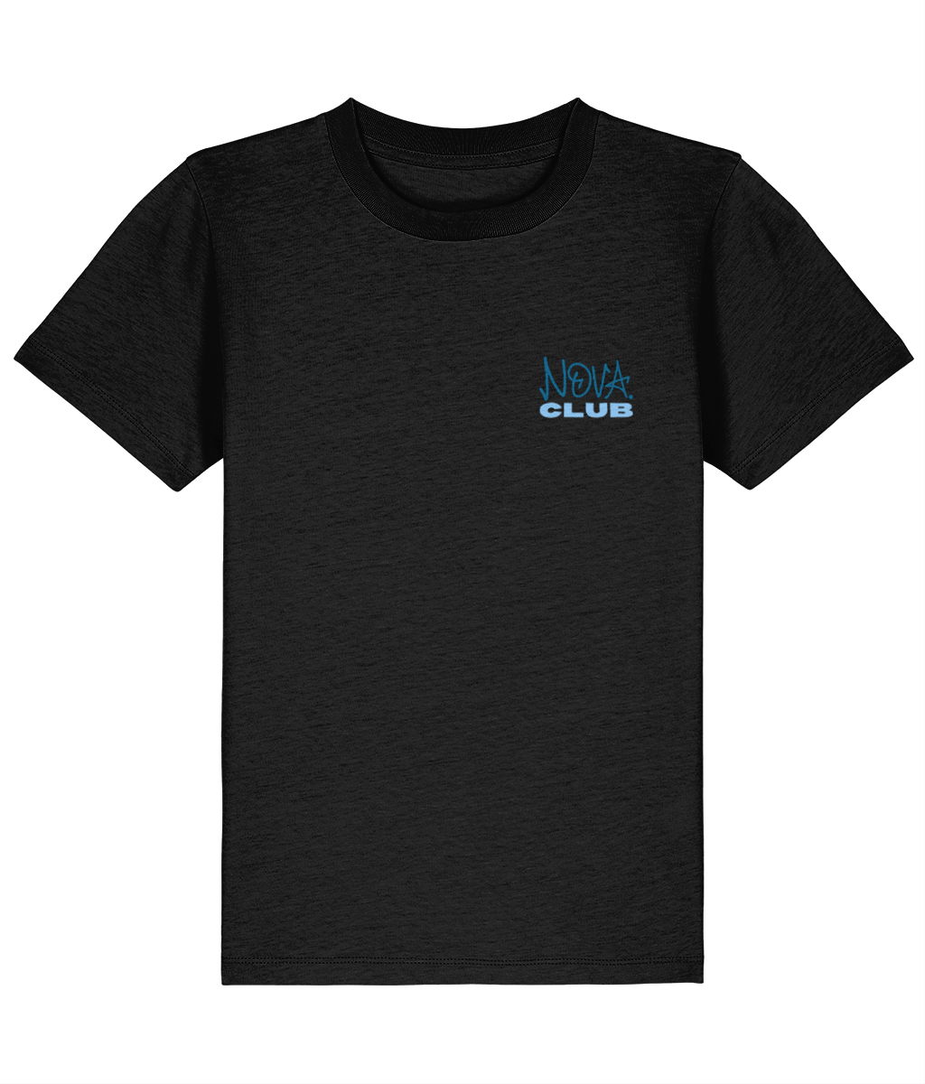 NOVA 001 limited edition black kids' T-shirt with blue Club back print